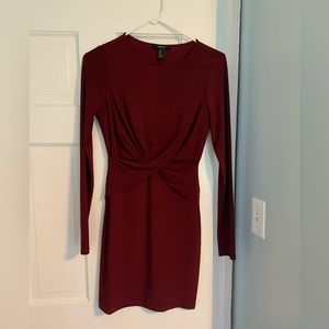 Long Sleeve Burgundy Dress